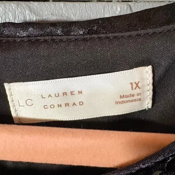 LC Lauren Conrad Black Sequin Tank Top 1X Sleeveless Party Top - Picture 3 of 8